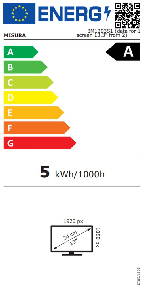 MISURA přenosné LCD monitory 13.3" 3M1303S1 pro notebooky o rozměru 13.3" až 17", jednokabelové řešení