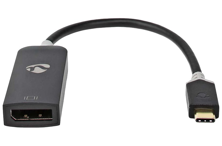 NEDIS kabelový adaptér USB 3.2 Gen 1/ USB-C zástrčka - DisplayPort zásuvka/ kulatý/ černý/ BOX/ 20cm