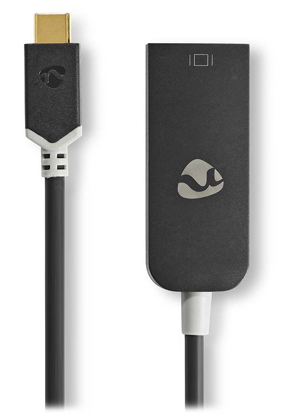 NEDIS kabelový adaptér USB 3.2 Gen 1/ USB-C zástrčka - DisplayPort zásuvka/ kulatý/ černý/ BOX/ 20cm