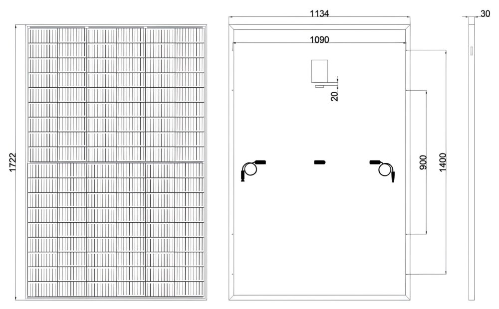 ELERIX ESM-430T solární panel celočerný, TOPCon N type, Mono, Half Cut 430Wp, 108 článků