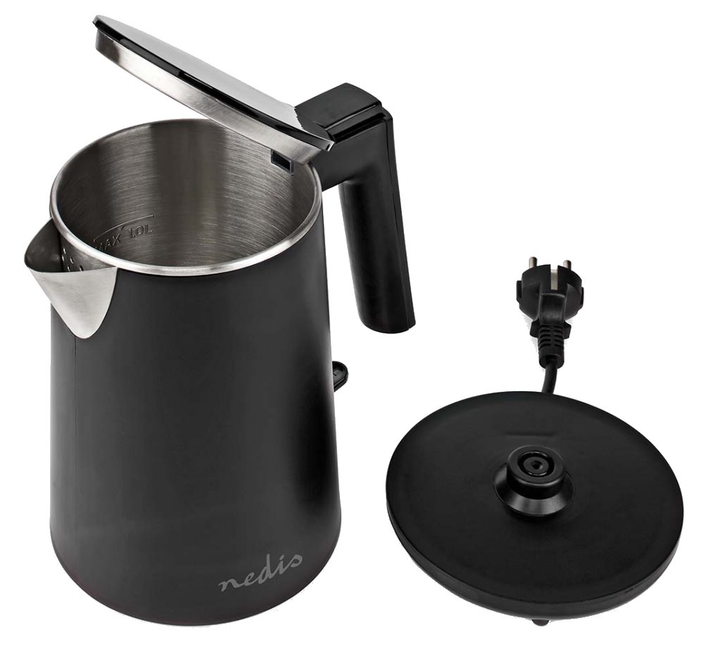 NEDIS rychlovarná konvice KAWK360EBK/ objem 1.0 l/ otáčení o 360°/ spotřeba 1500 W/ černá/ plast