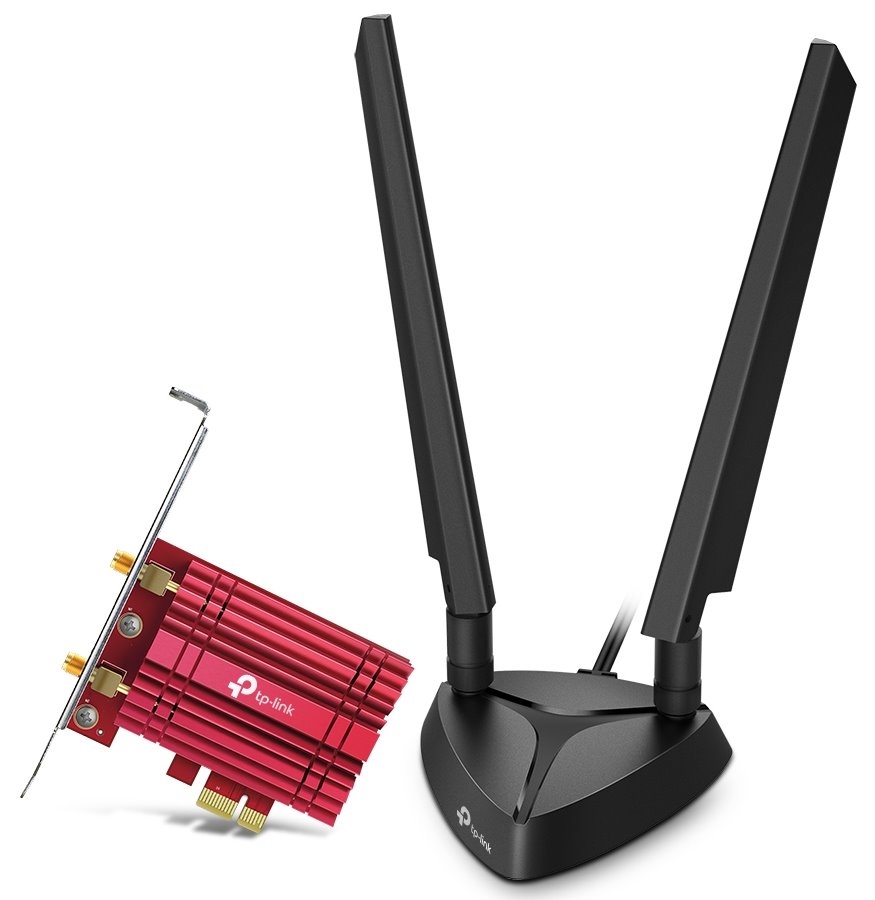 TP-Link Archer TXE75E AXE 5400 Síťová karta, WiFi 6E, Bluetooth 5.2, 574Mbps 2,4GHz/ 2402Mbps 5GHz/ 2402 6GHz, PCI-e
