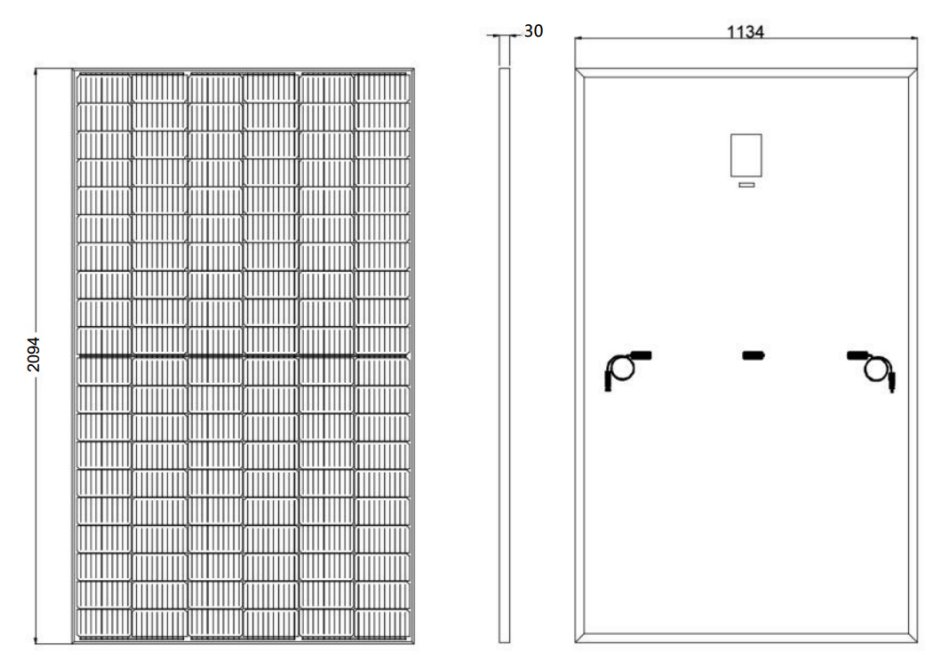 ELERIX ESM-525T solární panel celočerný, TOPCon N typ, Mono, Half Cut 525Wp, 132 článků