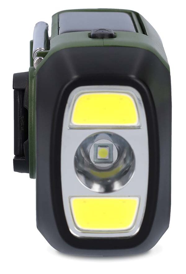 NEDIS přenosné nouzové rádio/ napájení z baterie/ z USB/ solární panel/ DAB+ / FM/ budík/ světlo/ černo-zelené