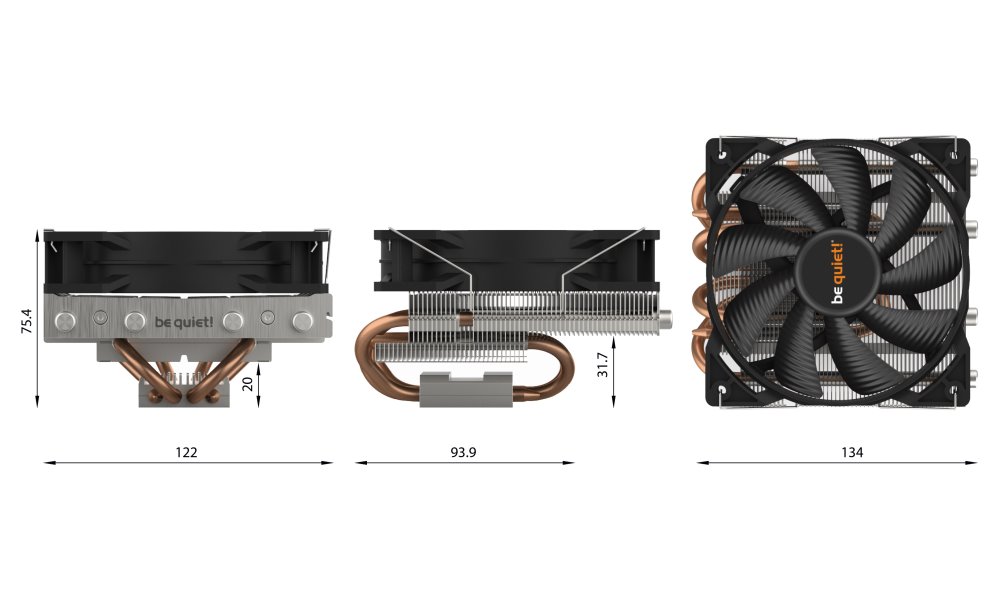 Be quiet! / chladič CPU SHADOW ROCK LP / socket AMD i Intel / 130TDP / 120mm fan / 4x Heatpipe /