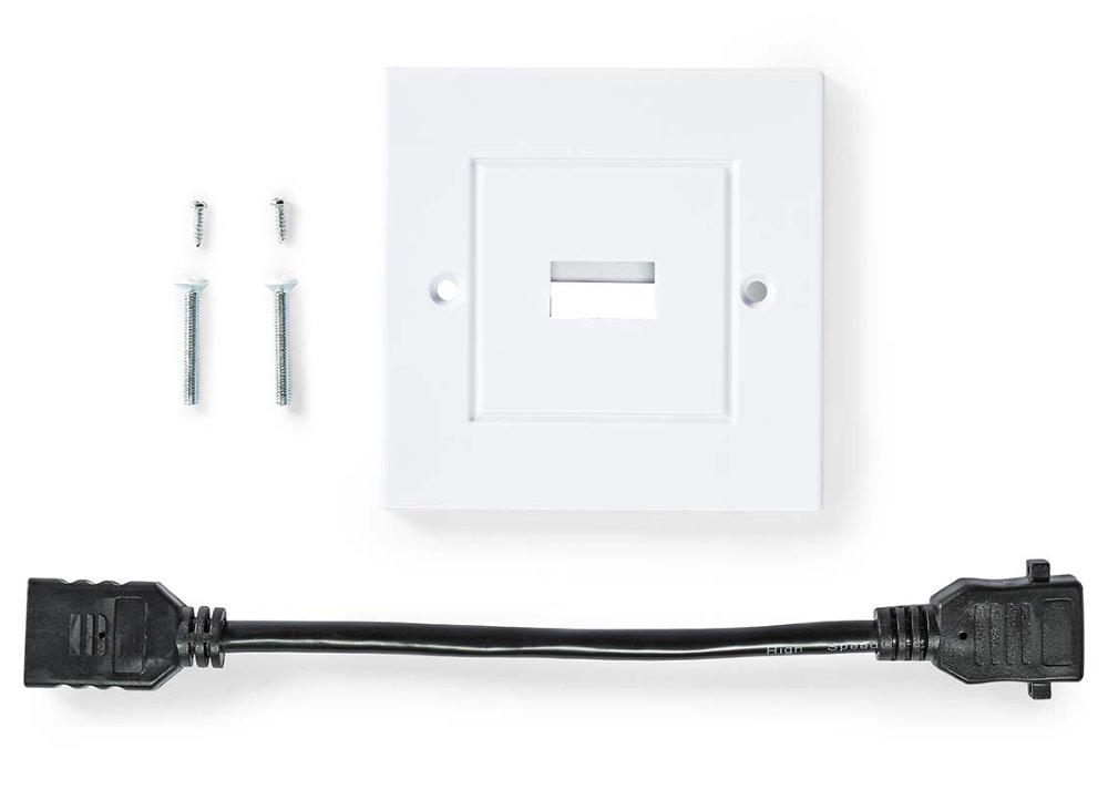 NEDIS nástěnný Box HDMI/ 1x HDMI zásuvka/ 4K@60Hz/ 18 Gbps/ pozlacené/ box/ černo-bílý