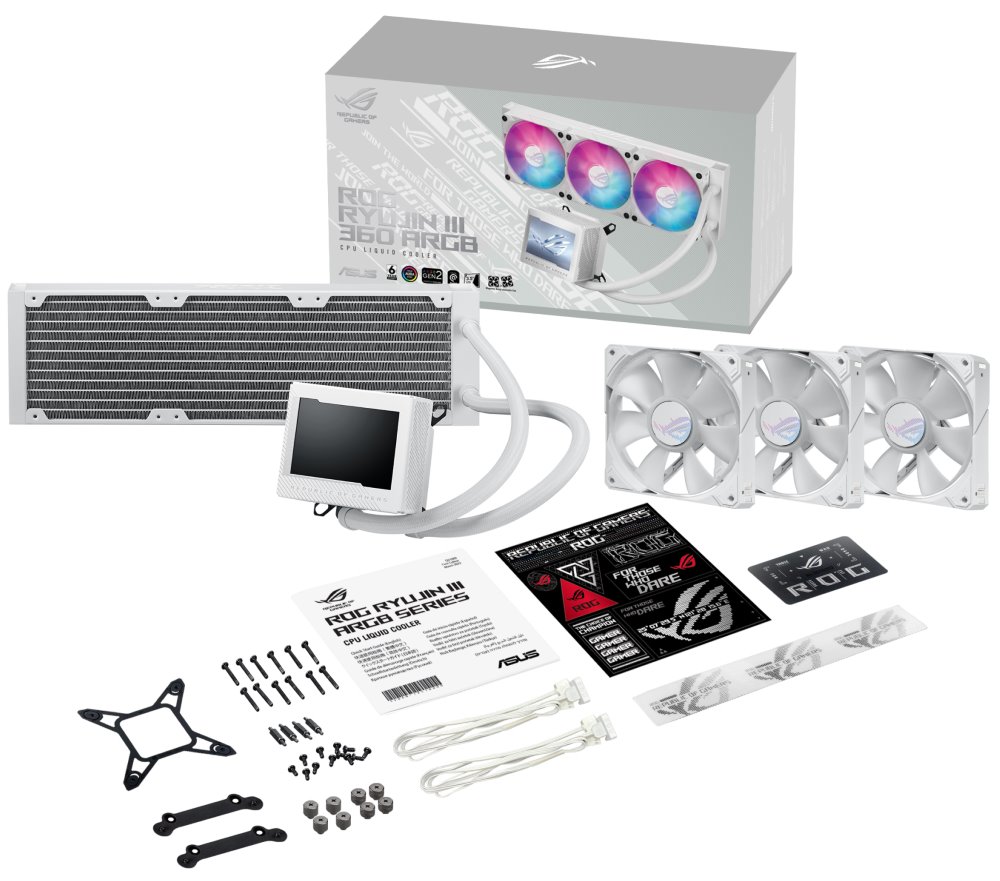 ASUS ROG RYUJIN III 360 ARGB WHITE / vodní chlazení / 3x 120mm fan / AM4+AM5 / 115x+1200+1700 / ARGB podsvícení