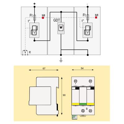 Solarmi DS50PVS-500/G svodič přepětí, 500Vdc, CE