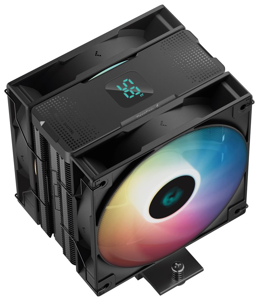 DEEPCOOL chladič AG400 DIGITAL PLUS širší / 120mm fan ARGB / 4x heatpipes / PWM / pro Intel i AMD / černý