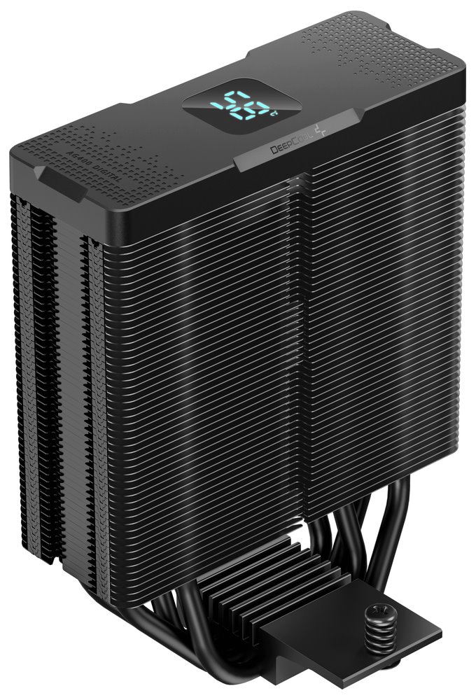 DEEPCOOL chladič AG400 DIGITAL PLUS širší / 120mm fan ARGB / 4x heatpipes / PWM / pro Intel i AMD / černý