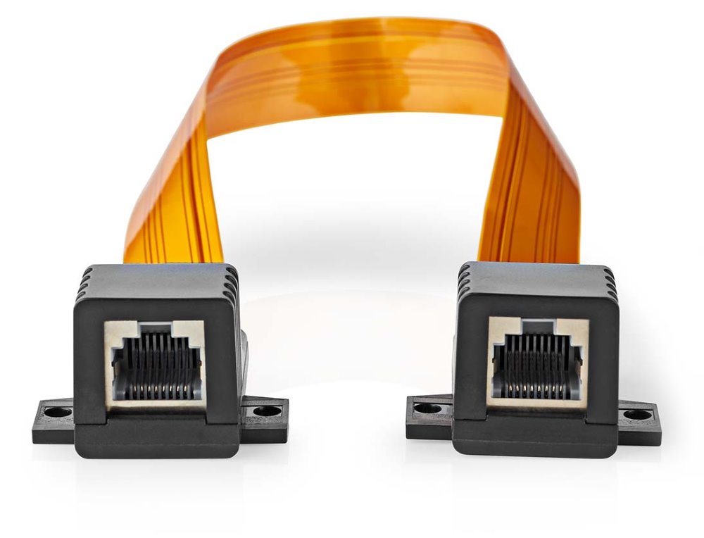 NEDIS Cat 5e UTP kabel/ RJ45 zásuvka - RJ45 zásuvka/ na okenní rámy/ vnitřní a venkovní/ plochý/ nylon/ černý/ box/ 30cm