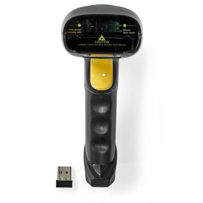 NEDIS čtečka čárových kódů/ laser/ bezdrátová/ 1D lineární/ napájení z baterie/ napájení z USB/ USB dongle/ černá