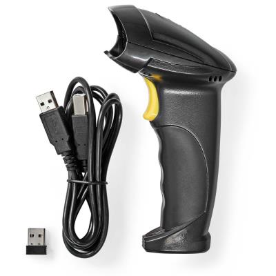 NEDIS čtečka čárových kódů/ laser/ bezdrátová/ 1D lineární/ napájení z baterie/ napájení z USB/ USB dongle/ černá