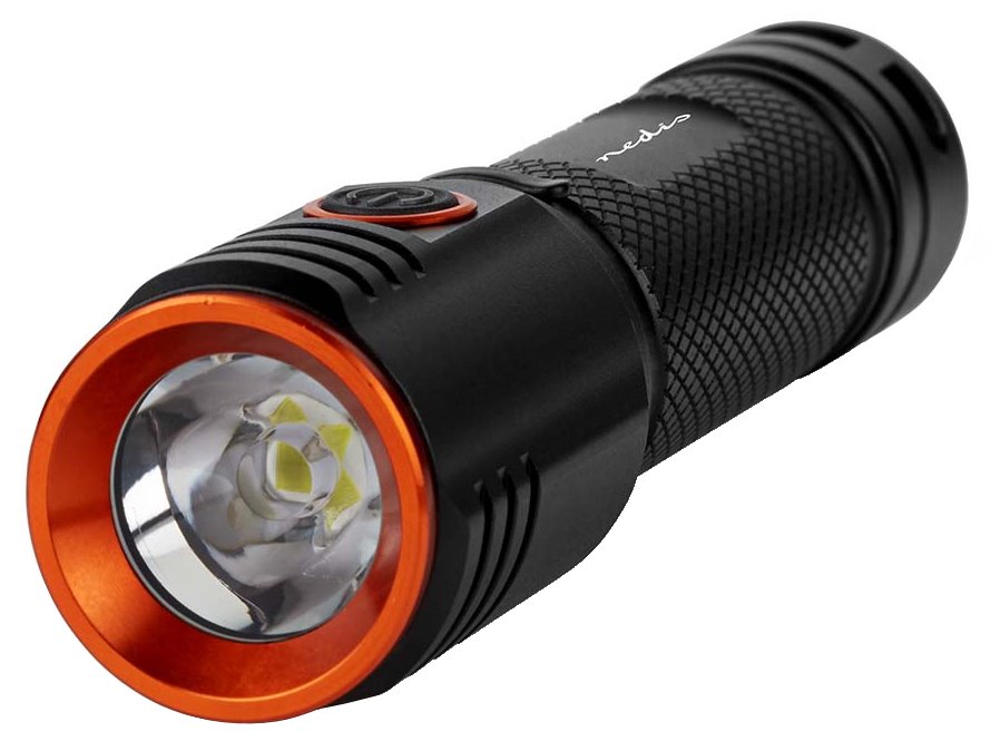 NEDIS LED svítilna/ napájení z baterie/ 3,7 V DC/ 20 W/ 2000 lm/ dosah 180 m/ černá