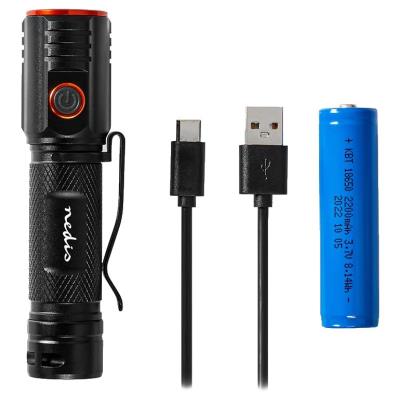 NEDIS LED svítilna/ napájení z baterie/ 3,7 V DC/ 20 W/ 2000 lm/ dosah 180 m/ černá