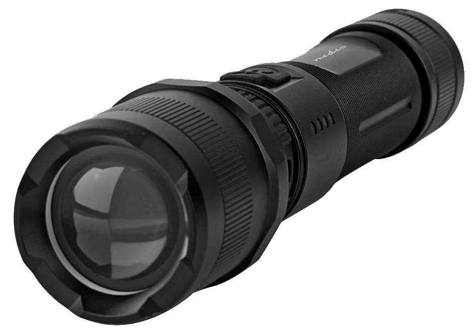 NEDIS LED svítilna/ napájení z baterie/ 3,7 V DC/ 10 W/ 1000 lm/ dosah 110 m/ černá