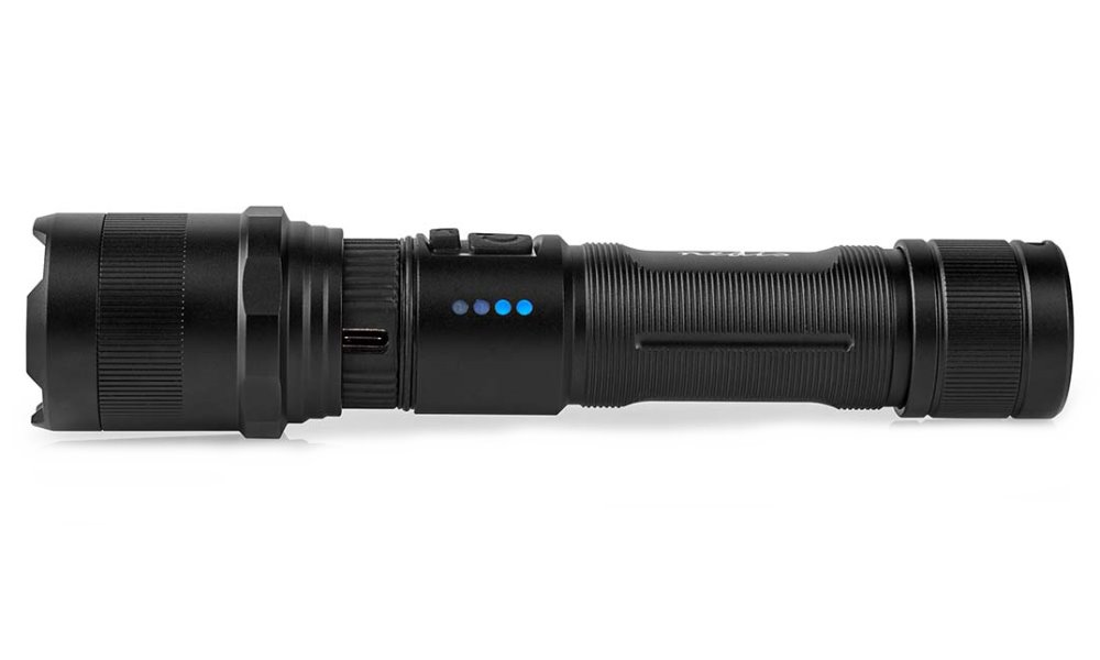 NEDIS LED svítilna/ napájení z baterie/ 3,7 V DC/ 10 W/ 1000 lm/ dosah 110 m/ černá