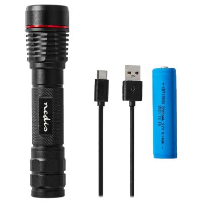 NEDIS LED svítilna/ napájení z baterie/ 3,7 V DC/ 10 W/ 1000 lm/ dosah 200 m/ černá