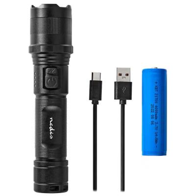 NEDIS LED svítilna/ napájení z baterie/ 3,7 V DC/ 10 W/ 1000 lm/ dosah 110 m/ černá