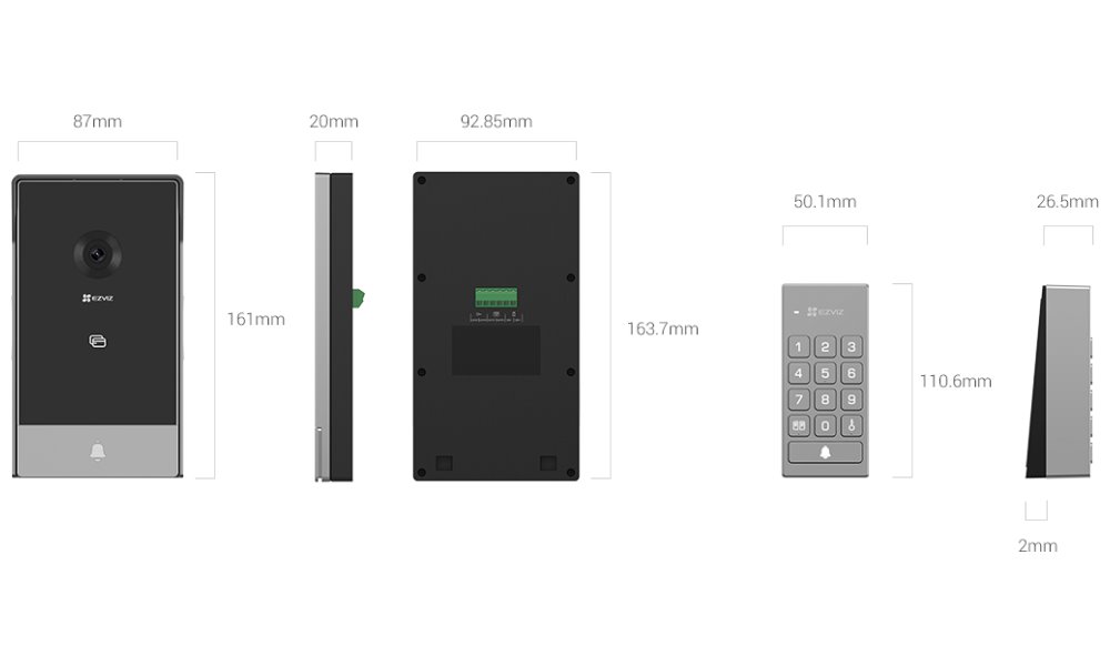 EZVIZ chytrý domácí interkom TP7/ Wi-Fi/ 2K/ 7" dotykový monitor/ videotelefon/ bezdrátový zvonek/ IP65/ černo-stříbrný