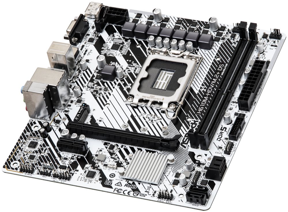 ASRock H610M-HDV/M.2+ D5 / LGA1700 / Intel H610 / 2x DDR5 / VGA / HDMI / DP / M.2 / USB-C / mATX