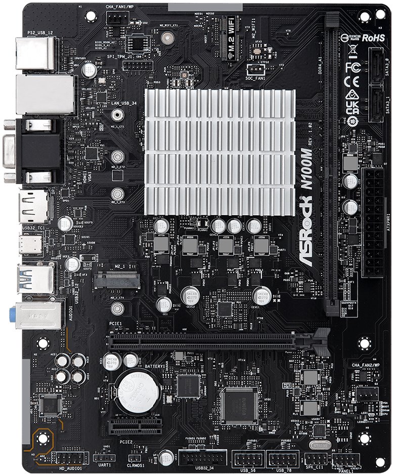 ASRock N100M / Alder Lake N100 / 1x DDR4 DIMM / VGA / HDMI / DP / mATX