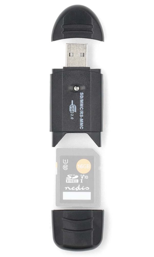 NEDIS čtečka paměťových karet/ MMC / SD / SDHC / USB 2.0/ černá