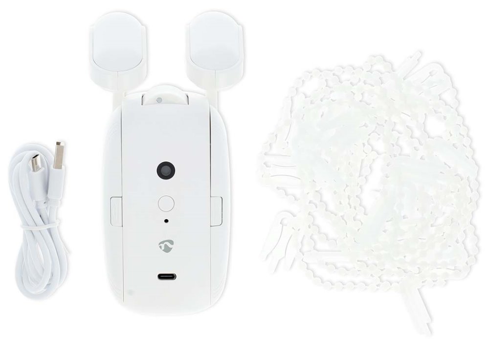 NEDIS chytrý motor (robot) závěsů/ tyčová kolejnice/ napájení z baterie/ napájení z USB/ 4000 mAh/ Bluetooth/ bílý