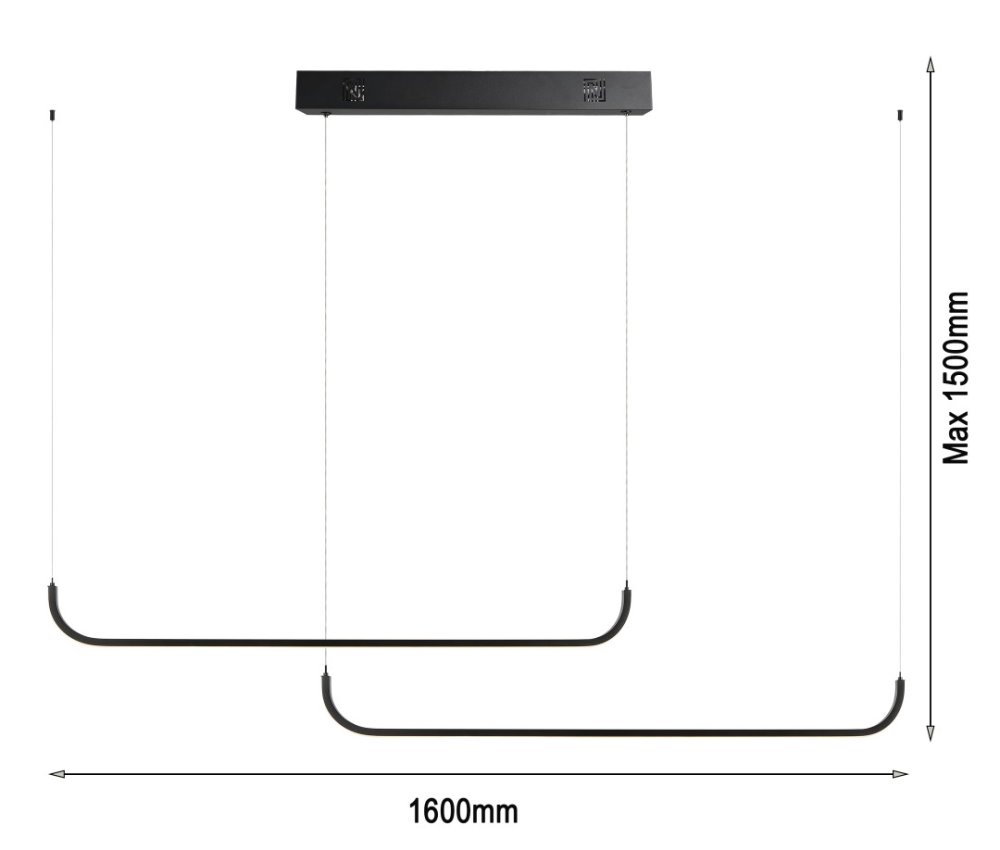 IMMAX NEO LITE PATTINI SMART závěsné svítidlo dvojité černé 56W s podporou BEACON, Wi-Fi, TUYA