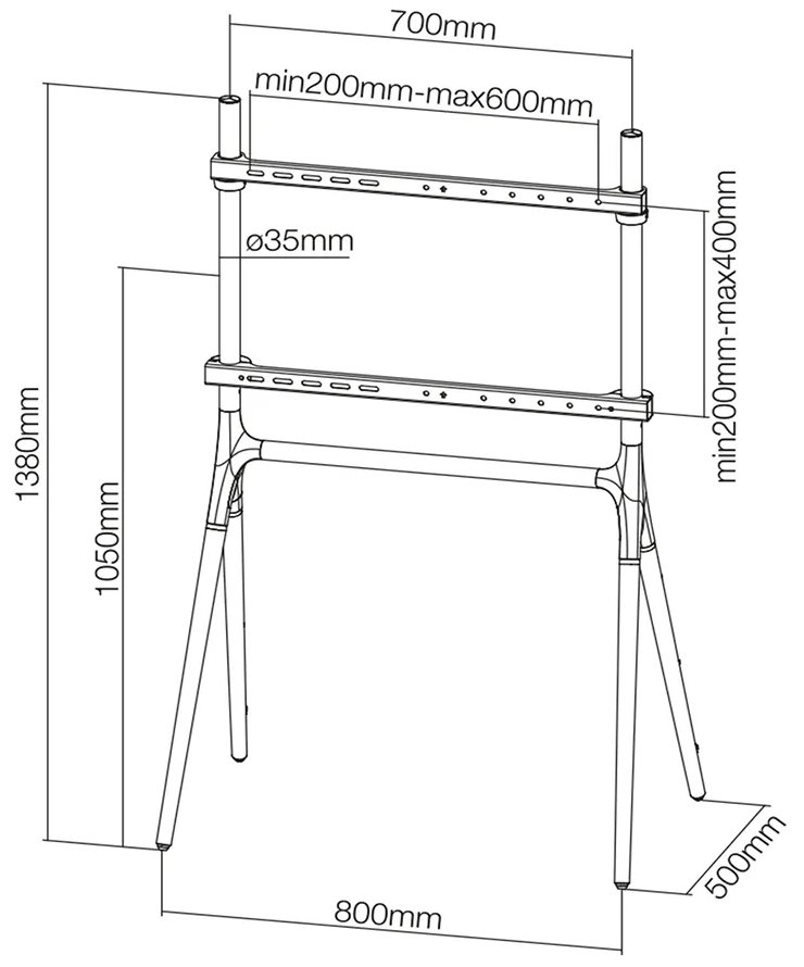 Neomounts Select NM-M1000WHITE/Držák displeje/na podlahu/37-70"/VESA 600X400/nosn. 40kg/bílý