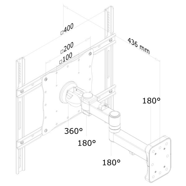 Neomounts FPMA-W960/Držák displeje/na stěnu/23-52"/sklopný/3 čepy/VESA 400X400/nosn. 25kg/černý