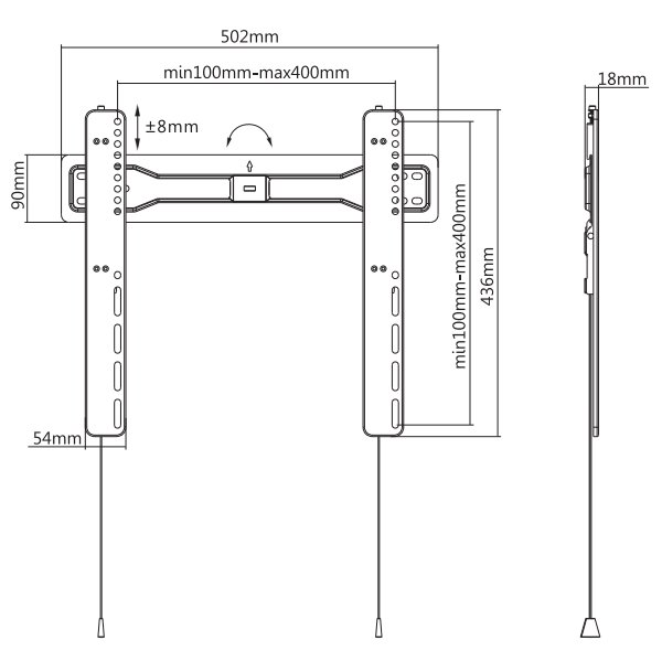 Neomounts LED-W400BLACK/Držák displeje/na stěnu/32-55"/fixní/VESA 400X400/nosn. 35kg/černý