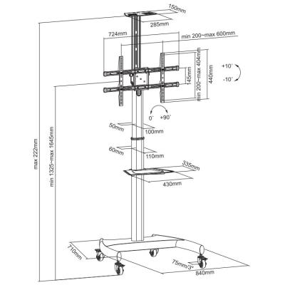 Neomounts PLASMA-M1900E / Mobile Flat Screen Floor Stand (height: 130-162 cm) / Black