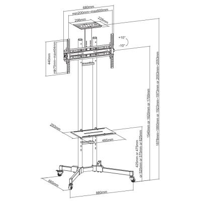 Neomounts PLASMA-M1700E / Mobile Flat Screen Floor Stand (height: 154-170 cm) / Black