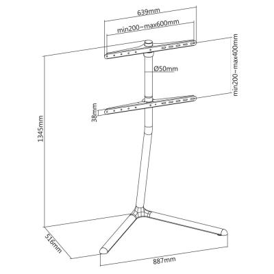 NEDIS podlahový TV stojan/ 49 - 70"/ 40 kg/ provedení V-vorm/ protiskluzový popruh/ Snap-lock/ hliník/ ocel/ černý