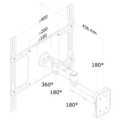 Neomounts FPMA-W960/Držák displeje/na stěnu/23-52"/sklopný/3 čepy/VESA 400X400/nosn. 25kg/černý
