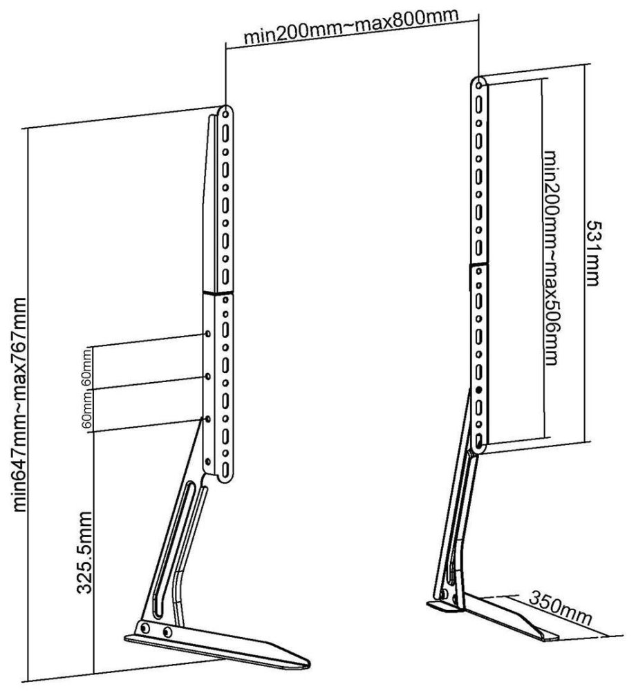 NEDIS stojan na TV/ 13 - 70"/ nosnost 50 kg/ nastavitelné výšky/ fixní/ ocel/ černý