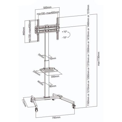 NEDIS podlahový TV stojan/ 32 - 55"/ 35kg/ Design Premium Column/ Snap-lock/ ocel/ černý