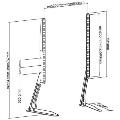 NEDIS stojan na TV/ 13 - 70"/ nosnost 50 kg/ nastavitelné výšky/ fixní/ ocel/ černý