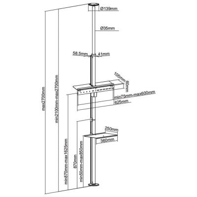 NEDIS držák/stojan na TV/ 37 - 70"/ nosnost 30 kg/ otočný/ nastavitelné výšky/ Full motion/ ocel/ černo-stříbrný