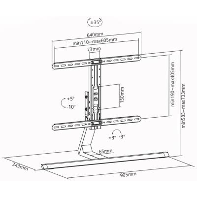 NEDIS stojan na TV/ 37 - 75"/ nosnost 40 kg/ naklápěcí/ otočný/ nastavitelné výšky/ Full motion/ hliník/ ocel/ šedý