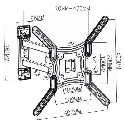 NEDIS nástěnný držák pro LCD a TV/ 23 - 55 "/ nosnost 30 kg/ náklon ± 20°/ otáčení 180°/ kloubový (3 klouby)