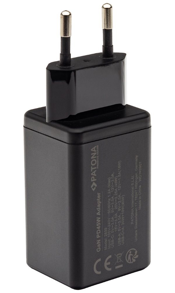 PATONA napájecí adaptér Power delivery 45W 1xUSB-C/1xUSB-A -PD 3.0