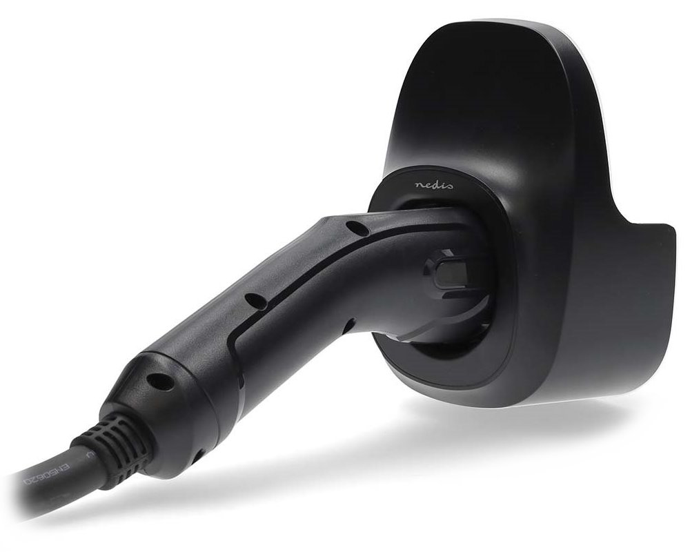 NEDIS držák nabíjecího kabelu elektrických vozidel na stěnu/ černý