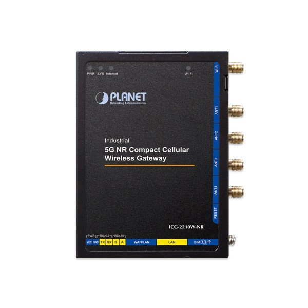 Planet ICG-2210W-NR kompaktní bezdrátová průmyslová brána, 2x1GBASE-T, 5G NR, 2x SIM, VPN, 9-36VDC, -40~75°C, IP30