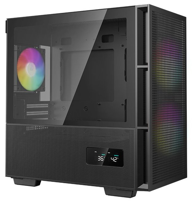 DEEPCOOL skříň CH360 Digital / mATX / 140mm +120 mm fan / USB 3.0 / USB-C /  mesh panel / prosklená bočnice / černá