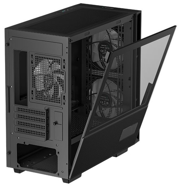 DEEPCOOL skříň CH360 Digital / mATX / 140mm +120 mm fan / USB 3.0 / USB-C /  mesh panel / prosklená bočnice / černá