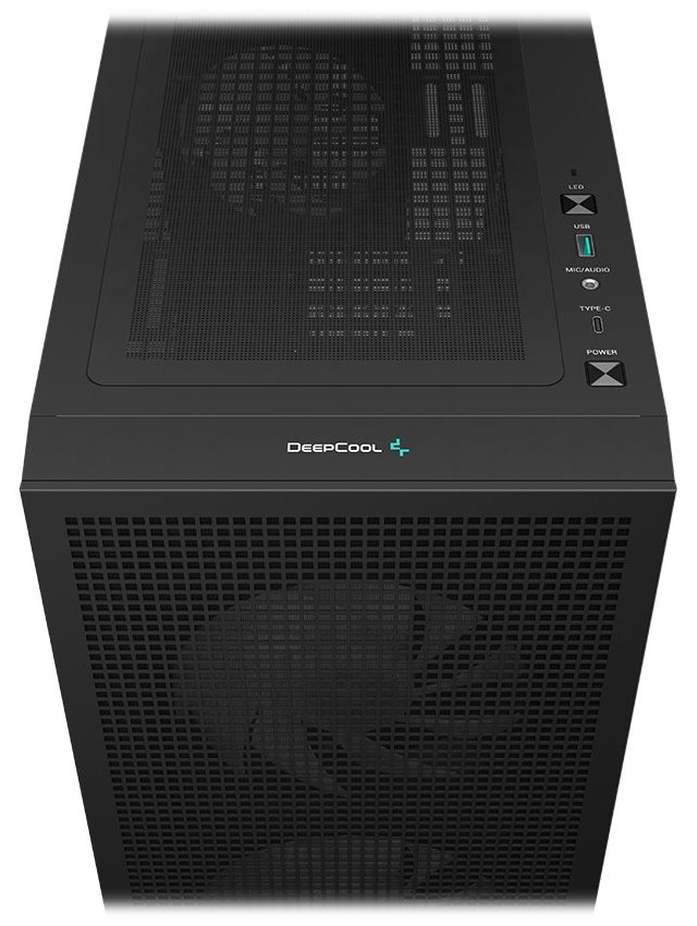 DEEPCOOL skříň CH360 Digital / mATX / 140mm +120 mm fan / USB 3.0 / USB-C /  mesh panel / prosklená bočnice / černá