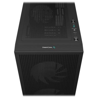 DEEPCOOL skříň CH360 Digital / mATX / 140mm +120 mm fan / USB 3.0 / USB-C /  mesh panel / prosklená bočnice / černá