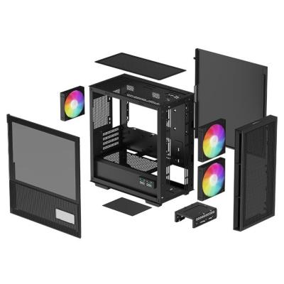 DEEPCOOL skříň CH360 Digital / mATX / 140mm +120 mm fan / USB 3.0 / USB-C /  mesh panel / prosklená bočnice / černá